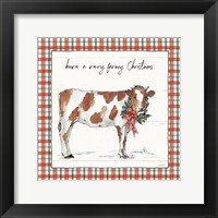 Framed 'Holiday on the Farm III Plaid' border=