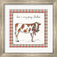 Framed 'Holiday on the Farm III Plaid' border=