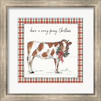 Framed 'Holiday on the Farm III Plaid' border=