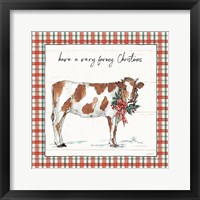 Framed 'Holiday on the Farm III Plaid' border=