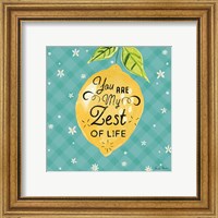 Framed 'Mellow Yellow III Turquoise' border=