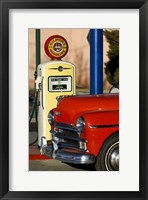 Framed Old Car And Pump