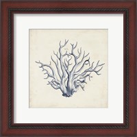 Framed 'Coral Trio in Indigo II' border=