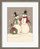 Framed Wreath & Cardinal Snowmen