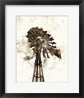 Framed Watercolor Windmill