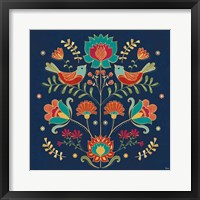 Framed Folk Floral II Dark