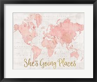 Framed Across the World Shes Going Places Pink