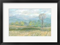 Framed Country Meadow Windmill Landscape