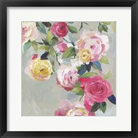 Framed 'Cascade of Roses I' border=