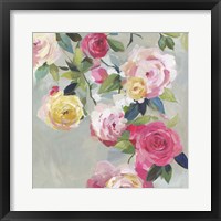 Framed 'Cascade of Roses I' border=