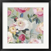 Framed 'Cascade of Roses II' border=