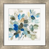 Framed 'Blue Leaves I' border=