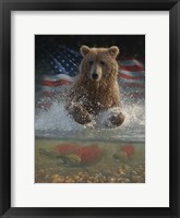 Framed Brown Bear Fishing America