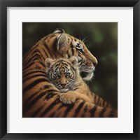 Framed Tiger Mother and Cub - Cherished