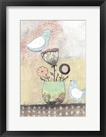 Framed Birds Together - Floral