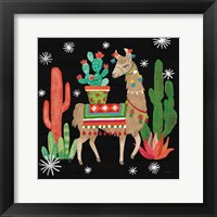 Framed Lovely Llamas III Christmas Black