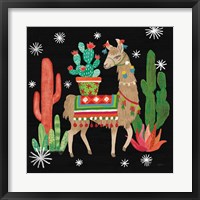 Lovely Llamas III Christmas Black Framed Print