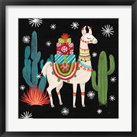 Lovely Llamas II Christmas Black Framed Print