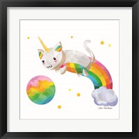 Framed 'Rainbow Caticorn II' border=