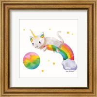 Framed 'Rainbow Caticorn II' border=