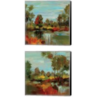 Framed 'Hidden Pond Hues 2 Piece Canvas Print Set' border=
