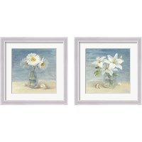 Framed 'Flowers and Shells 2 Piece Framed Art Print Set' border=