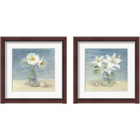Framed 'Flowers and Shells 2 Piece Framed Art Print Set' border=
