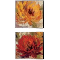 Framed Fiery Dahlias 2 Piece Canvas Print Set