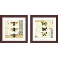 Framed 'Golden Bees n Butterflies 2 Piece Framed Art Print Set' border=