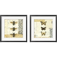 Framed 'Golden Bees n Butterflies 2 Piece Framed Art Print Set' border=