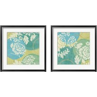 Framed 'Floral Decal Turquoise 2 Piece Framed Art Print Set' border=