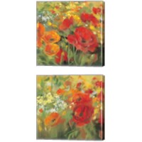 Framed 'Oriental Poppy Field 2 Piece Canvas Print Set' border=