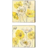 Framed 'Gold and White Contemporary Poppies 2 Piece Canvas Print Set' border=