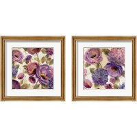 Framed 'Blue and Purple Flower Song 2 Piece Framed Art Print Set' border=