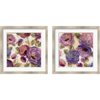 Framed 'Blue and Purple Flower Song 2 Piece Framed Art Print Set' border=