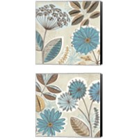 Framed 'Funky Flowers 2 Piece Canvas Print Set' border=