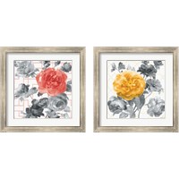 Framed 'Geometric Watercolor Floral 2 Piece Framed Art Print Set' border=