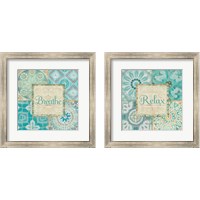 Framed 'Ocean Tales Tile 2 Piece Framed Art Print Set' border=