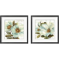 Framed 'White Floral Bliss 2 Piece Framed Art Print Set' border=