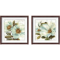 Framed 'White Floral Bliss 2 Piece Framed Art Print Set' border=