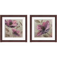 Framed 'Plum Floral Square 2 Piece Framed Art Print Set' border=