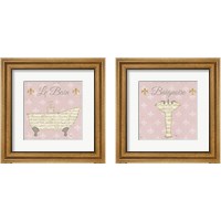 Framed 'Vintage Bath Pink 2 Piece Framed Art Print Set' border=