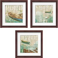 Framed 'Waterside 3 Piece Framed Art Print Set' border=