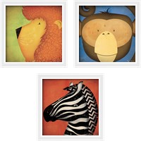 Framed 'Animal WOW 3 Piece Framed Art Print Set' border=