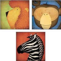 Framed 'Animal WOW 3 Piece Art Print Set' border=