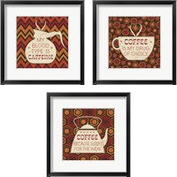 Framed 'Caffeine 3 Piece Framed Art Print Set' border=