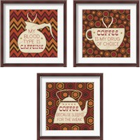 Framed 'Caffeine 3 Piece Framed Art Print Set' border=