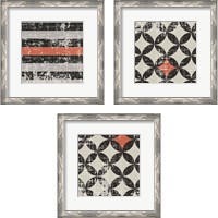 Framed 'Geometric Patchwork Puree Pumpkin Square 3 Piece Framed Art Print Set' border=