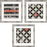 Framed 'Geometric Patchwork Puree Pumpkin Square 3 Piece Framed Art Print Set' border=