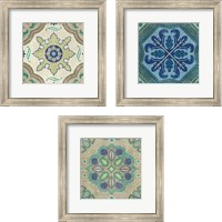 Framed 'Santorini Tile 3 Piece Framed Art Print Set' border=